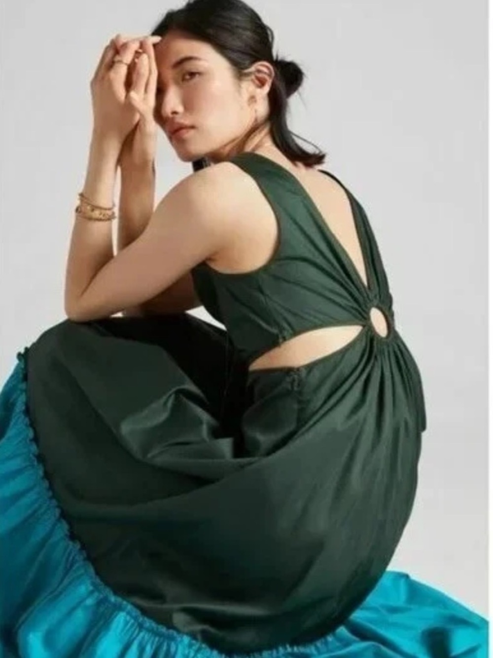 Anthropologie x Geisha Designs Flounced Cut-Out Maxi Dress sz 0 - Picture 3 of 10